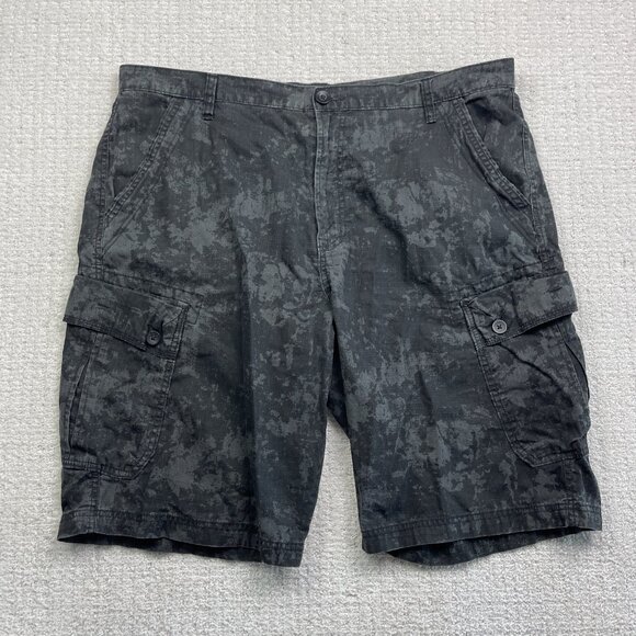 Calvin Klein Cargo Shorts Mens 38 Grey / Black Camo Camouflage Outdoor Y2K - Picture 1 of 14